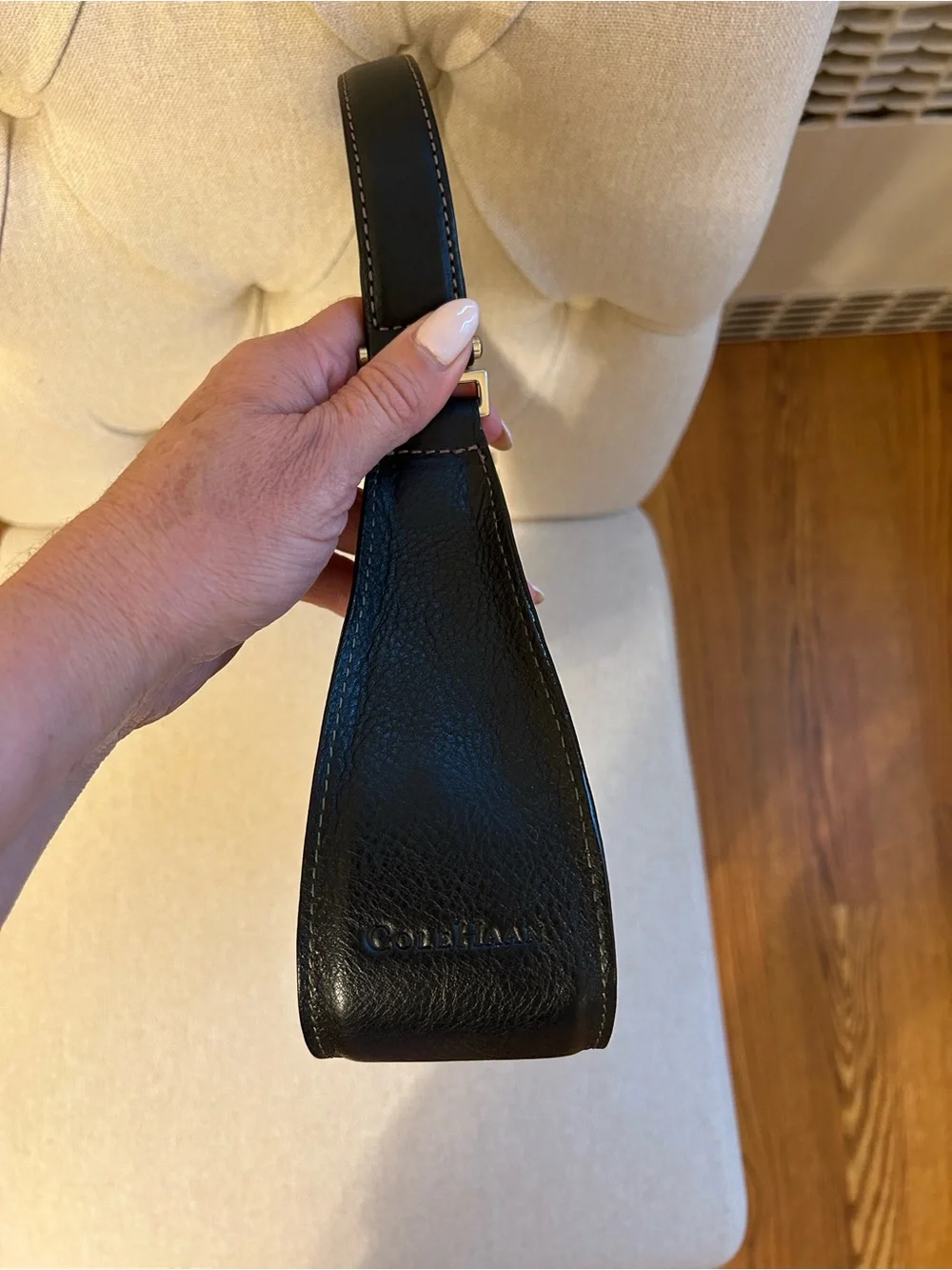 Cole Haan Vintage Village Black Leather Mini Hobo Bag Y2K Shoulder Purse